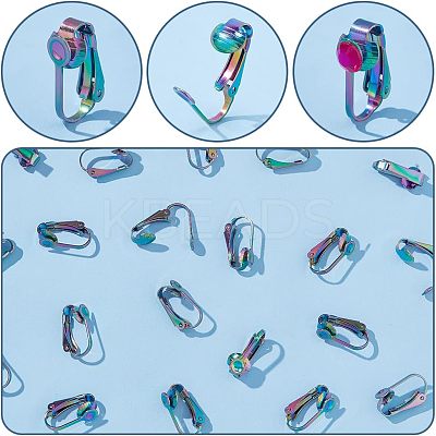 20Pcs Ion Plating(IP) 304 Stainless Steel Clip-on Earring Findings STAS-AR0002-53RC-1