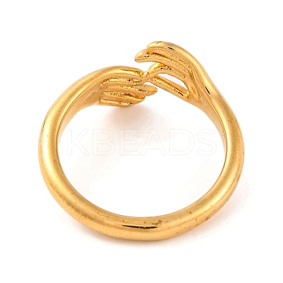 Ion Plating(IP) 304 Stainless Steel Hand Finger Rings for Women RJEW-S414-52B-G-1