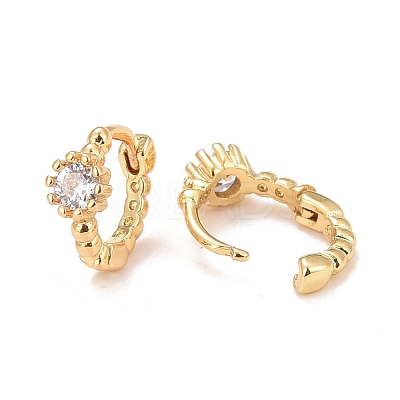 Clear Cubic Zirconia Flat Round Hoop Earrings EJEW-C022-02G-1