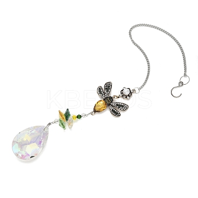 Crystal and Alloy Rhinestones Steel Wire Pendant Decorations HJEW-R050-03AGP-1