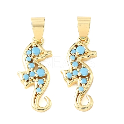 Brass Micro Pave Sky Blue Cubic Zirconia Pendants CU-CBA6938-05G-05-1