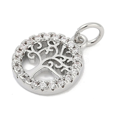 Brass Micro Pave Clear Cubic Zirconia Charms KK-G522-46P-1