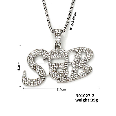 Hip-hop Brand Alloy Crystal Rhinestone SB Letter Pendant Necklaces VA5957-2-1
