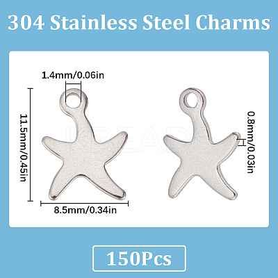 150Pcs 304 Stainless Steel Charms STAS-SC0008-64-1