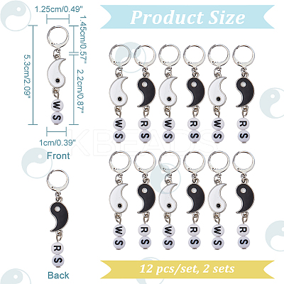 Yin Yang Alloy Enamel Pendant Locking Stitch Markers HJEW-AB00101-1