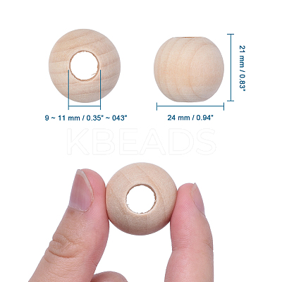 Unfinished Wood Beads X-WOOD-25-LF-1