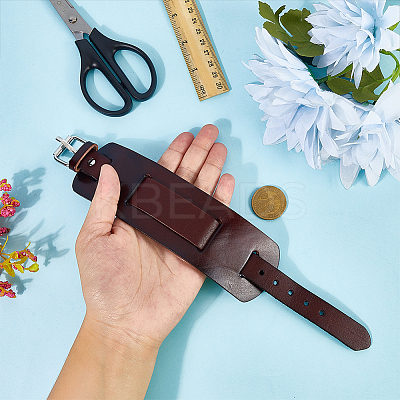 1Pc Vintage Punk Rock Style Wide Leather Cord Wristband Bracelets for Unisex BJEW-CL0001-17B-1
