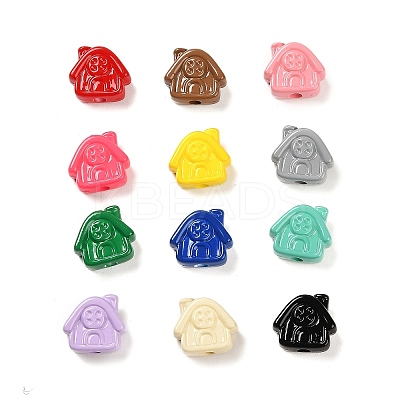 Opaque Spray Painted Acrylic Beads OACR-P020-04-1