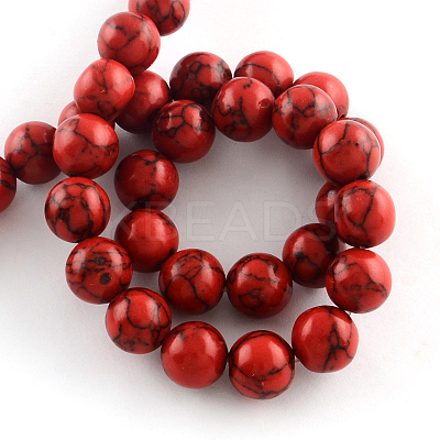 Synthetical Turquoise Gemstone Round Bead Strands X-TURQ-R035-6mm-04-1