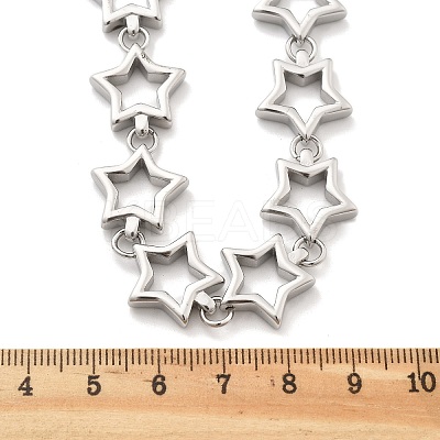 304 Stainless Steel Star Link Chain Necklaces for Women Men NJEW-A043-05P-1