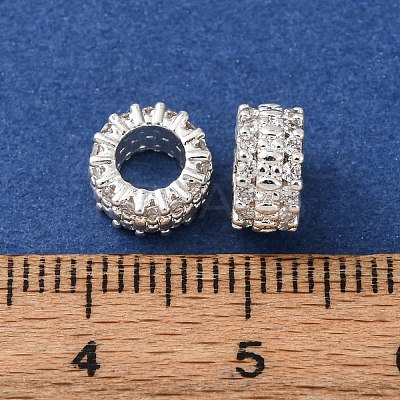 Brass Micro Pave Clear Cubic Zirconia European Beads CU-H003-01S-1