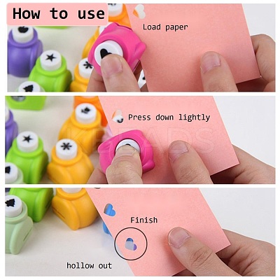 Random Single Color or Random Mixed Color Mini Plastic Craft Paper Punch Sets for Scrapbooking & Paper Crafts AJEW-L051-05-1