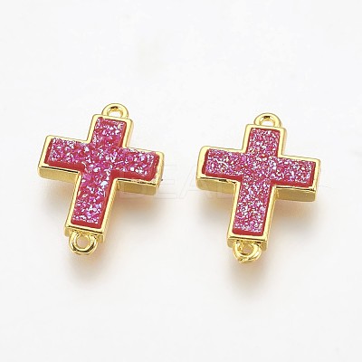 Electroplate Druzy Resin Links connectors LS-RESI-F014-B01-1