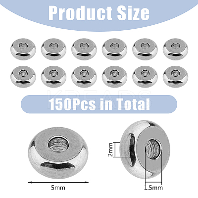 150Pcs 304 Stainless Steel Spacer Beads STAS-DC0015-84-1