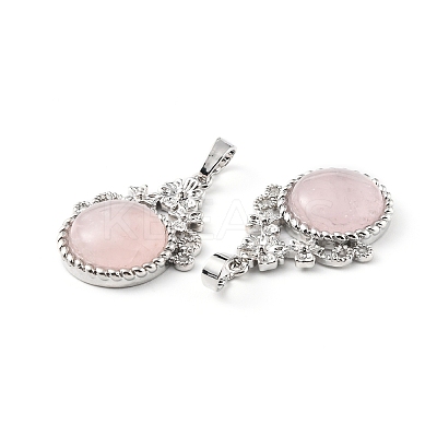 Natural Rose Quartz Pendants G-P498-01P-02-1