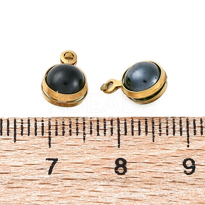 304 Stainless Steel Wrapped Dyed Natural Quartz Round Charms STAS-H235-01G-02-1