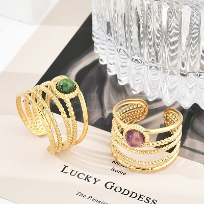 304 Stainless Steel Multi-layer Open Cuff Rings RJEW-Z078-02G-1