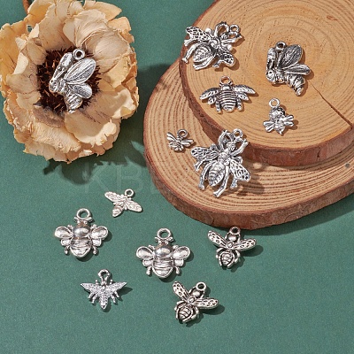 100Pcs 10 Style Tibetan Style Alloy Pendants TIBEP-CJ0001-76-1