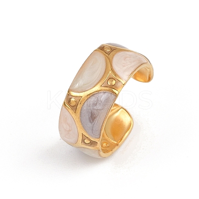 304 Stainless Steel Enamel Adjustable Cuff Rings for Women LS-RJEW-A074-08G-1