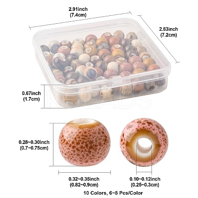 68Pcs 9 Colors Handmade Porcelain Beads PORC-FS0001-23B-1