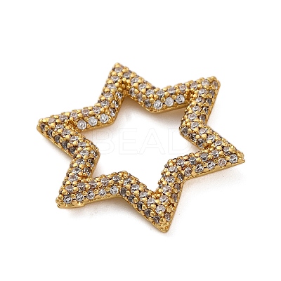 Rack Plating Brass Micro Pave Clear Cubic Zirconia Linking Rings KK-Z070-12G-01-1