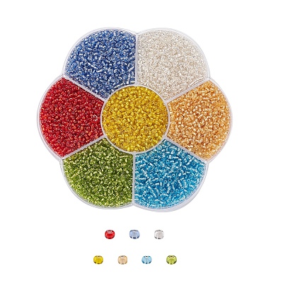 7 Colors Glass Round Seed Beads SEED-YW0001-24A-01-1
