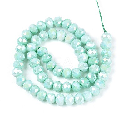 Anti-Tarnish Electroplate Rondelle Glass Beads Strands EGLA-T021-8mm-17-04-1