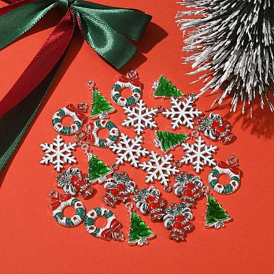 24Pcs 4 Styles Christmas Alloy Pendants ENAM-YW0006-43-1