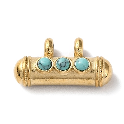 Boho Style Synthetic Turquoise 3-Bead Pendants STAS-P328-02G-01-1