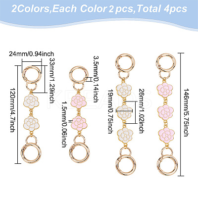 2 Sets 2 Style Alloy Enamel Flower Link Bag Strap Extenders FIND-WR0006-31-1