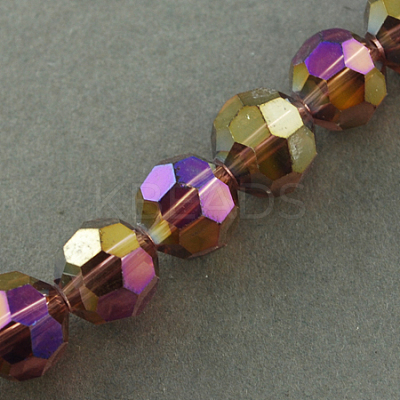 Electroplate Glass Beads Strands X-EGLA-R016-6mm-13-1