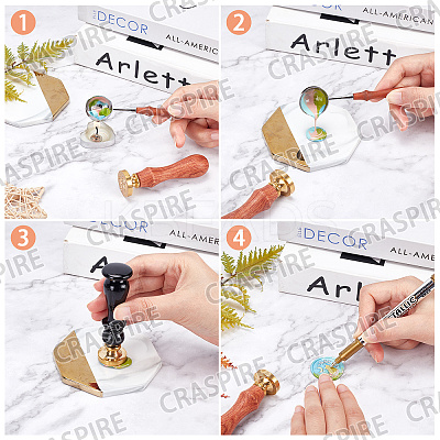 Brass Wax Seal Stamp with Handle AJEW-WH0184-1050-1