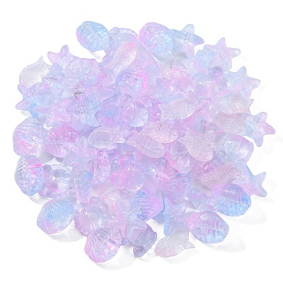 100Pcs Transparent Spray Painted Glass Beads GLAA-CJ0002-13-1