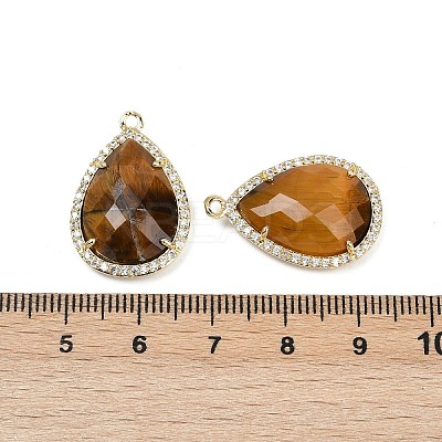 Natural Tiger Eye Faceted Pendants G-I382-05G-09-1
