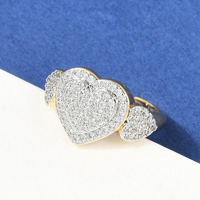 Brass Micro Pave Cubic Zirconia Open Cuff Ring for Women RJEW-F177-03GP-04-1