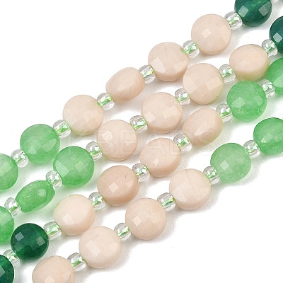 Natural Agate Dyed White Jade & Fossil Beads Strands G-Z135-B02-1