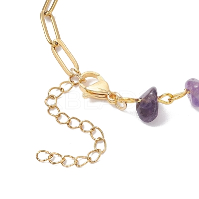 3Pcs 3 Styles Synthetic Turquoise & Natural Rose Quartz & Amethyst Chip Bead Link Chain Bracelet Making AJEW-JB01400-1