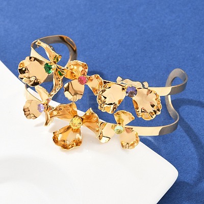 304 Stainless Steel Cuff Bangles BJEW-A049-03G-1