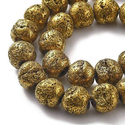 Electroplated Natural Lava Rock Beads Strands G-A251-D01-01C-1
