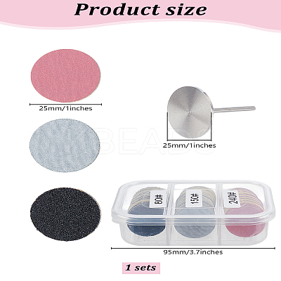 Foot File Sandpaper Disc with Metal Shaft FIND-WH0519-24-1