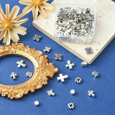 80Pcs 8 Style Tibetan Style Alloy Beads TIBEB-YW0001-15-1