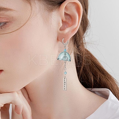 4 Pairs 4 Color Glass Flower Wind Chime Dangle Leverback Earrings EJEW-TA00209-1