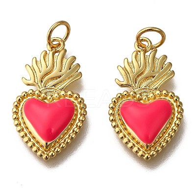 Golden Tone Brass Enamel Pendants KK-K750-01G-B-1