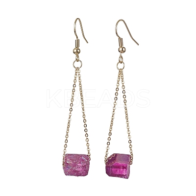 Dyed Natural Quartz Crystal Dangle Earrings EJEW-JE05488-1
