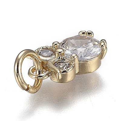 Brass Micro Pave Clear Cubic Zirconia Pendants ZIRC-Z003-03G-1