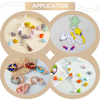 100Pcs Heart Silicone Beads for Keychain Making Cute Silicone Beads Bulk Silicone Bead Kit for Jewelry DIY Craft Making JX310A-1