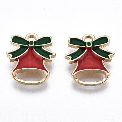 Light Gold Plated Alloy Enamel Pendants X-ENAM-T009-80A-RS-1