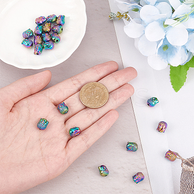 30Pcs Rack Plating Rainbow Color Alloy Beads PALLOY-NB0003-89-1