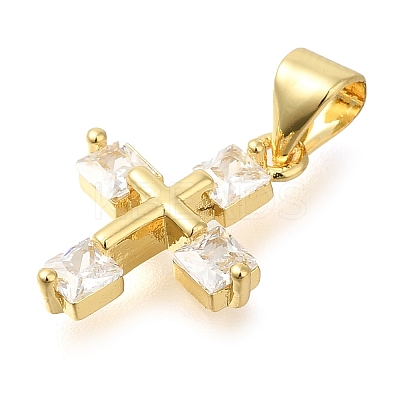 Brass Pave Clear Cubic Zirconia Pendants KK-M101-05G-08-1