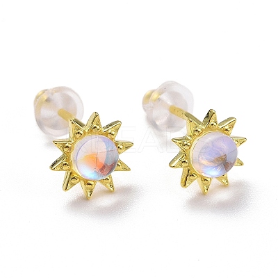 925 Sterling Silver Sunflower Stud Earring Findings LS-EJEW-M202-03G-1